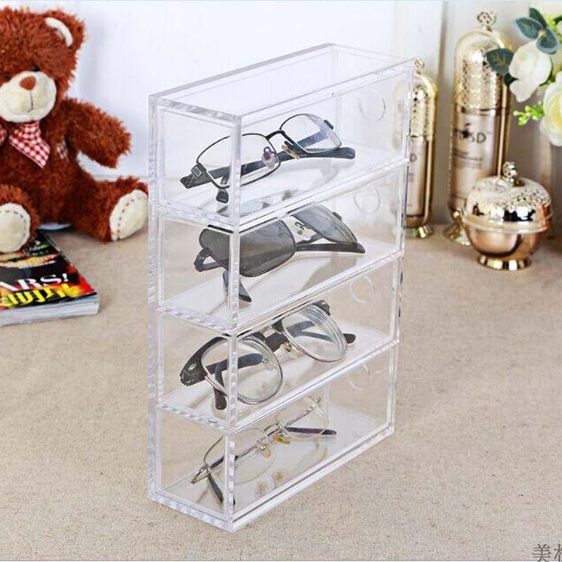 Clear Acrylic Eyewear Display Case Perspex Sunglasses Storage Drawers Lucite Eyeglasses Holder