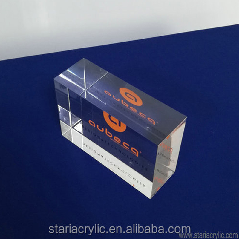 Factory Custom Acrylic Solid Display Block Lucite Clear Acrylic Logo Name Printed Block