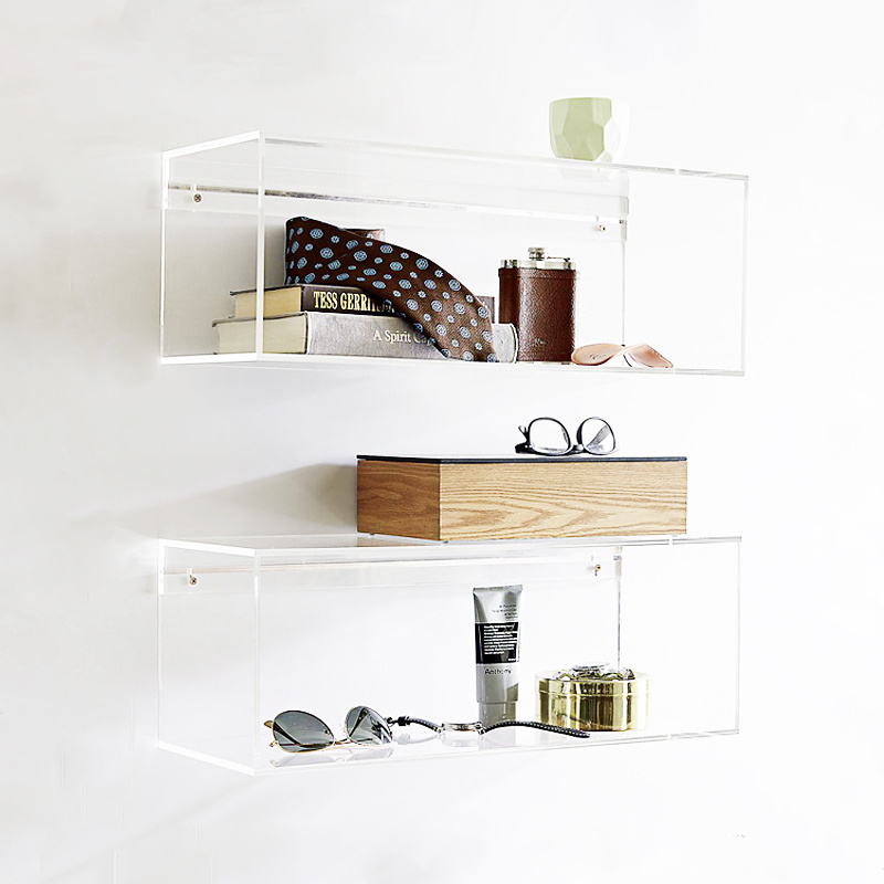 Clear Acrylic Wall Mounted Display Shelf Storage Cube