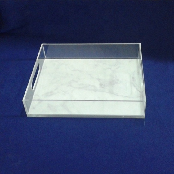 Clear Lucite Serving Breakfast Tray Acrylic Insert Trays with Handles