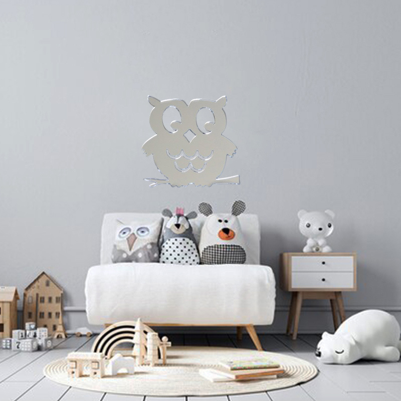 3D Acrylic Mirror Wall Stickers Owl Beautiful Animals Bird Owl Home DIY Wall Art Decal Mirror Owl Wall Sticker