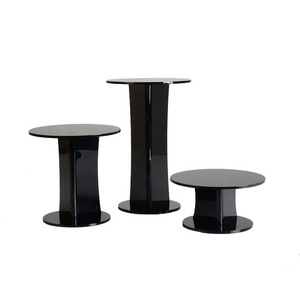 Black Acrylic Cake Stand Wedding Cake Tools Set Round Black Acrylic Server Dessert Display Riser Wedding Cake Cupcake Stand