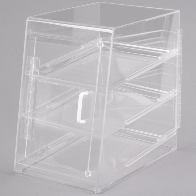 Clear Acrylic Pastry Display cases with 3 tiers, Lucite bread storage bins, Perspex pastry display boxes