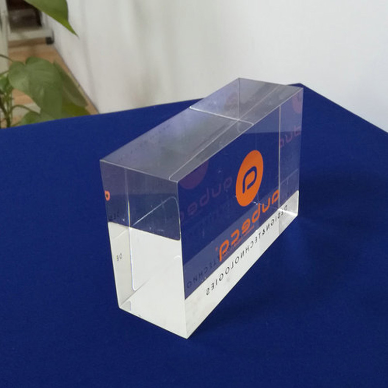 Factory Custom Acrylic Solid Display Block Lucite Clear Acrylic Logo Name Printed Block