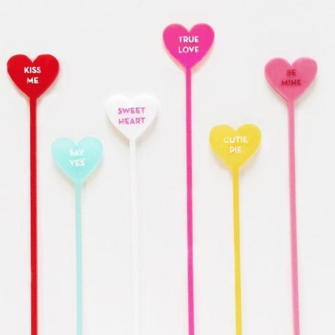 Blank Acrylic Heart Shape Stir Sticks Colored Plastic Swizzle Stirrers Drink Sticks for Wedding Valentine's Day