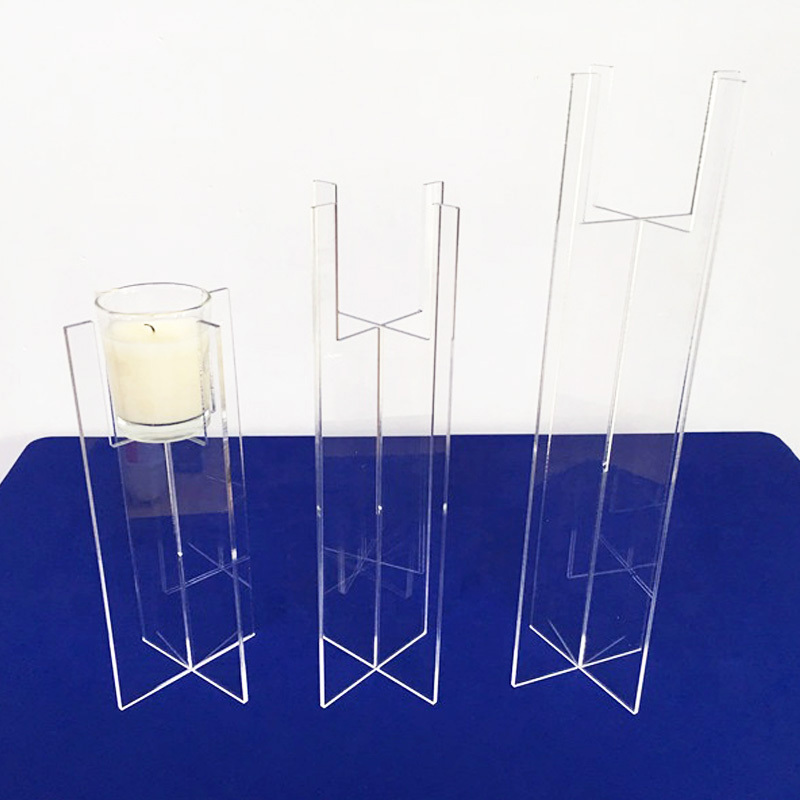 Detachable Acrylic Candle Holders Acrylic Candlestick Laser Cut Candelabra Centerpiece Portable Desktop Acrylic Candle Stand