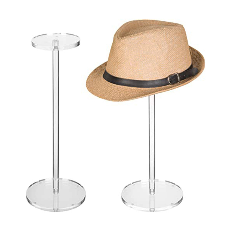 Premium Clear Acrylic Hat Stand and Wig Stand Decorative Lucite Hat Display Rack Wig Holder with Round Base