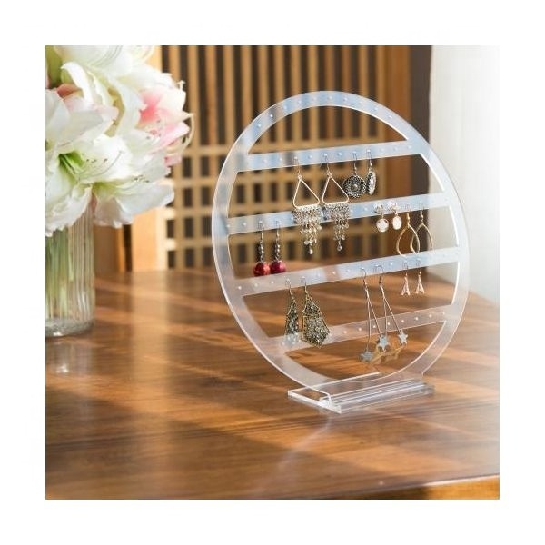 Acrylic round shaped earring jewelry display holder acrylic earring display stand