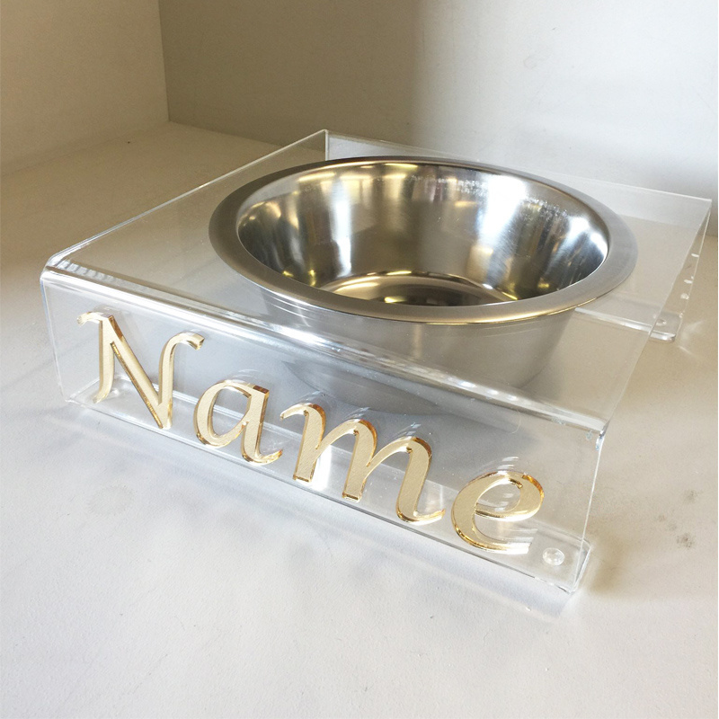 Single Acrylic Dog Bowl Stand Custom Acrylic Dog Bowl Stand Supply Lucite Pet Bowl Stand