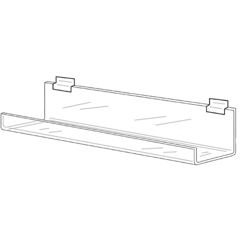 Clear Acrylic Slatwall Shelves Bookshelf for Slatwall Floating J Shelf with Lip Plastic Storage Display Shelf