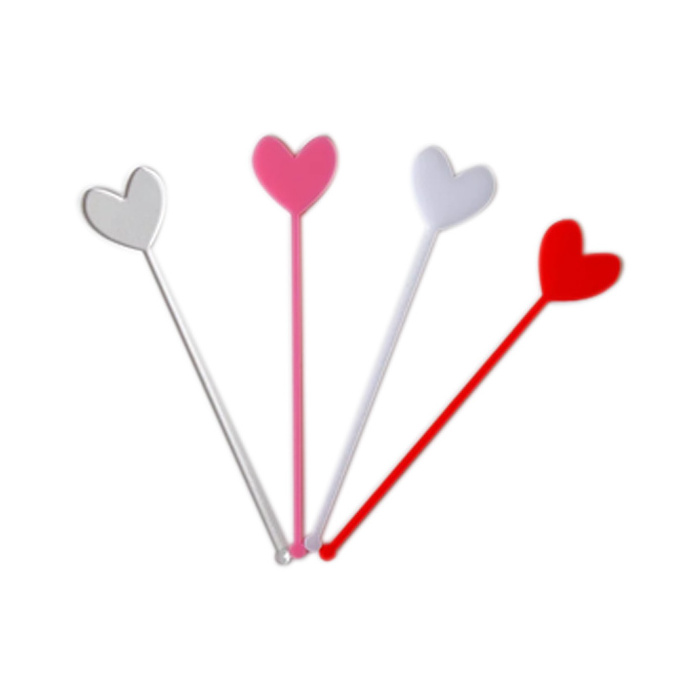 Blank Acrylic Heart Shape Stir Sticks Colored Plastic Swizzle Stirrers Drink Sticks for Wedding Valentine's Day