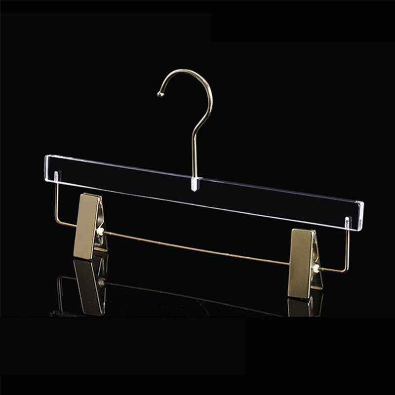 Quality Clear Acrylic Skirt Pants Trousers Hangers with Adjustable Chrome Metal Clips Lucite Clothes Hangers