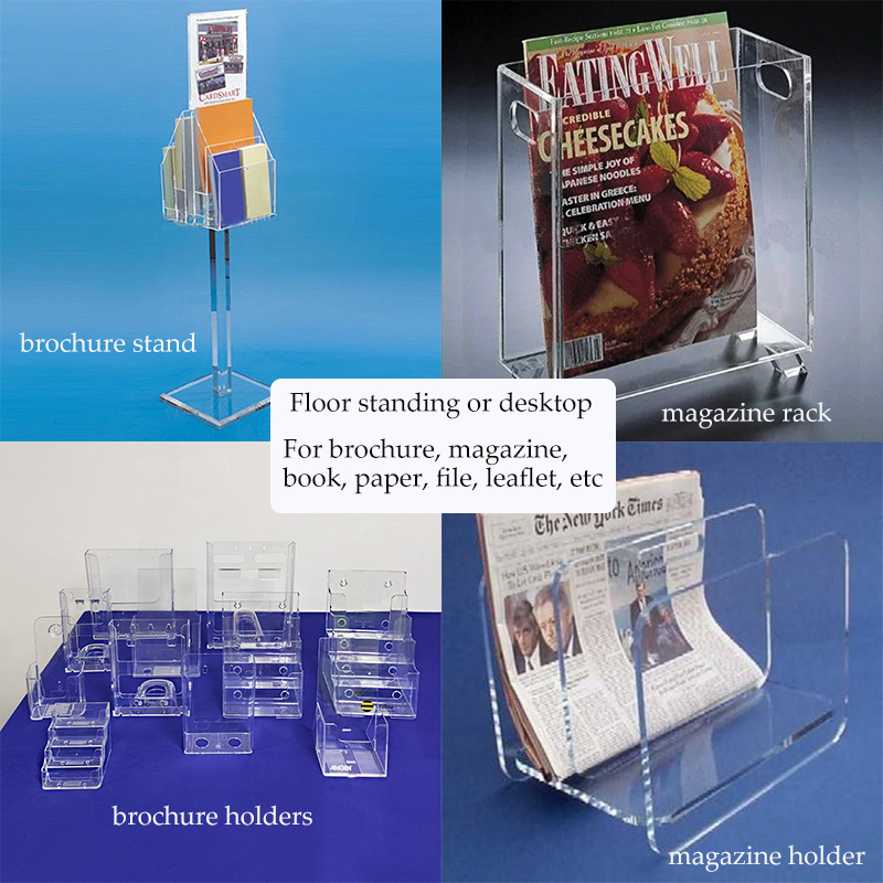 Clear Small Acrylic Easel Stand Lucite Magazine Rack Brochure Leaflet Cookbook Holder Open Book Display Stand Rack