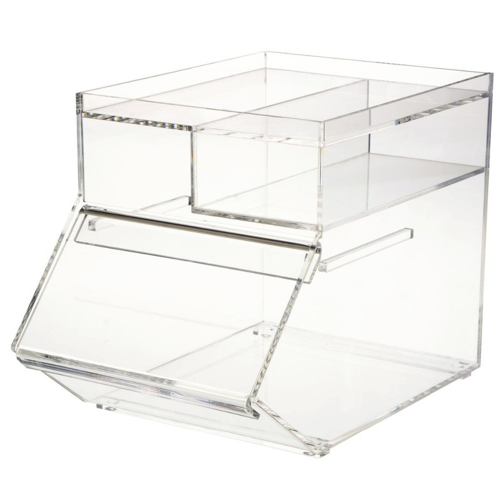 Clear Acrylic Candy Dispenser Candy Container Box, Stackable Acrylic Bulk Food Bin Bulk Candy Container with Scoop Holder