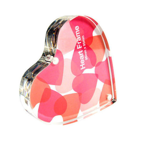 Clear Acrylic Heart Shape Photo Frame Block Plastic Picture Frame