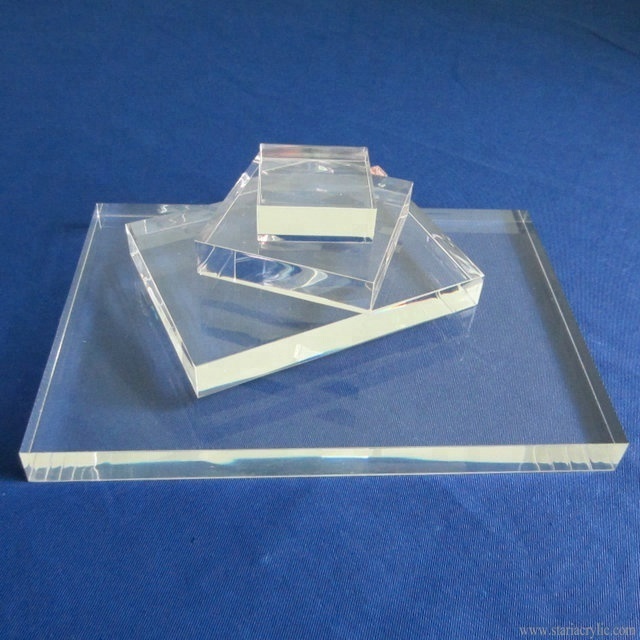 High Polished Clear Square Solid Import Acrylic Blocks Display Base Stamp Block Lucite Perspex Display Styling Block