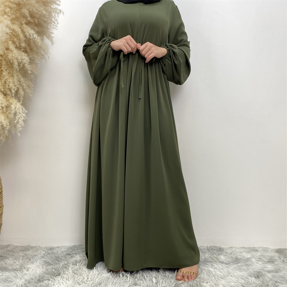 Ramadan plain closed abaya long sleeve modest muslim pregnancy dress clothes muslim abayas with front zip