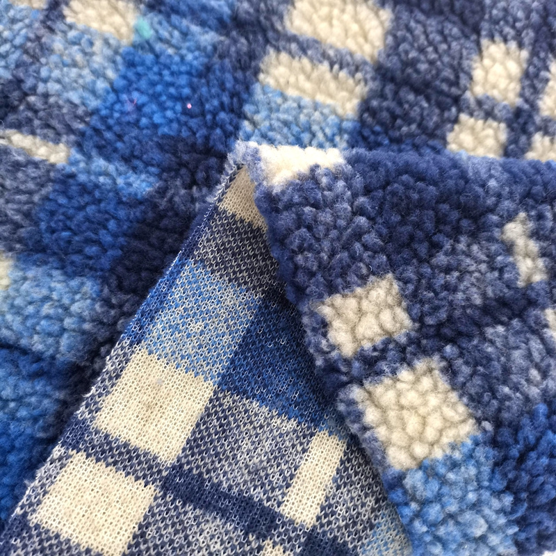 Factory Supply 100% Polyester Sherpa Fabric Plaid Stripe Knit Soft Warm Fleece Lambs Wool Fabric For Coat