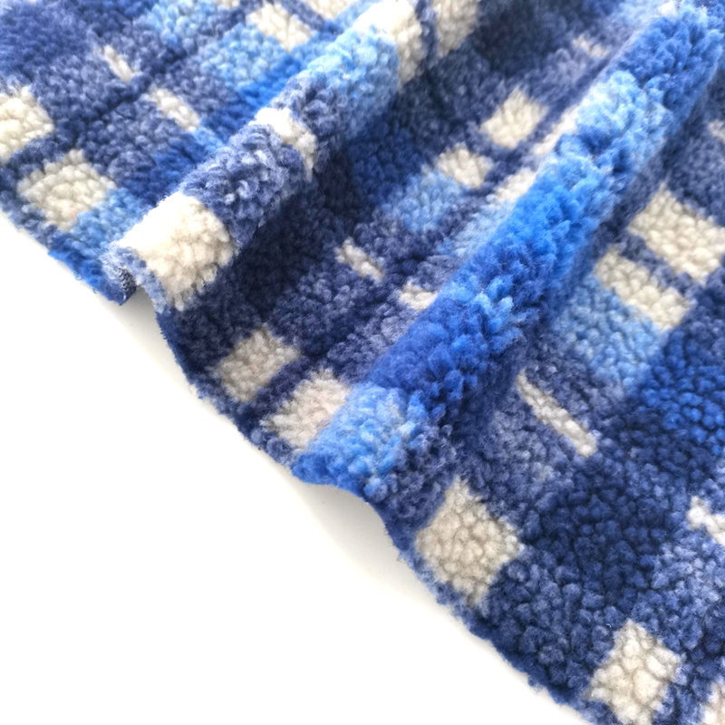 Factory Supply 100% Polyester Sherpa Fabric Plaid Stripe Knit Soft Warm Fleece Lambs Wool Fabric For Coat