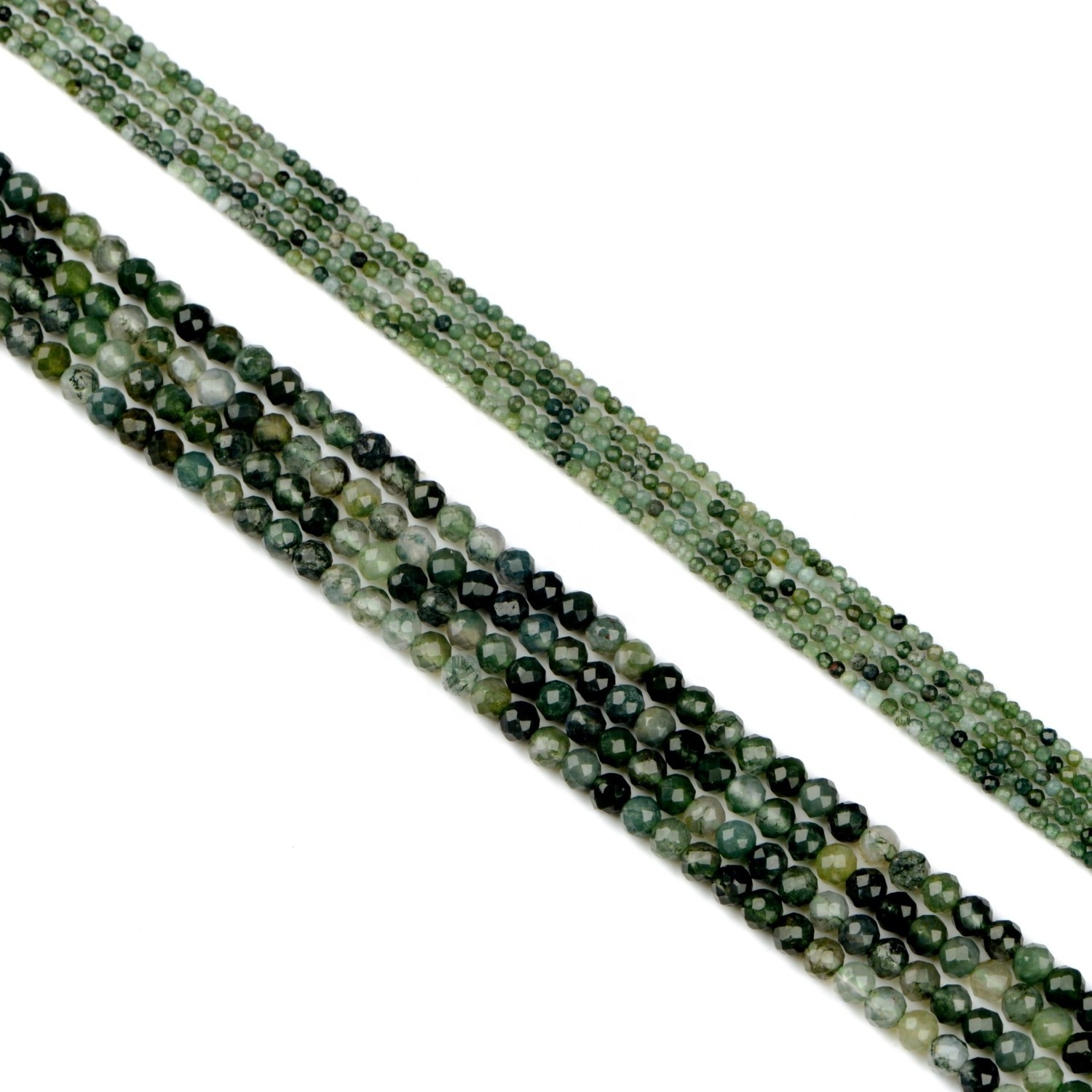 Moss Agate Hard Cutting Round Beads 2mm/3mm stone Beaded Eyeglass Strap Glasses Chain Bracelet Necklace Accessories DIY Make