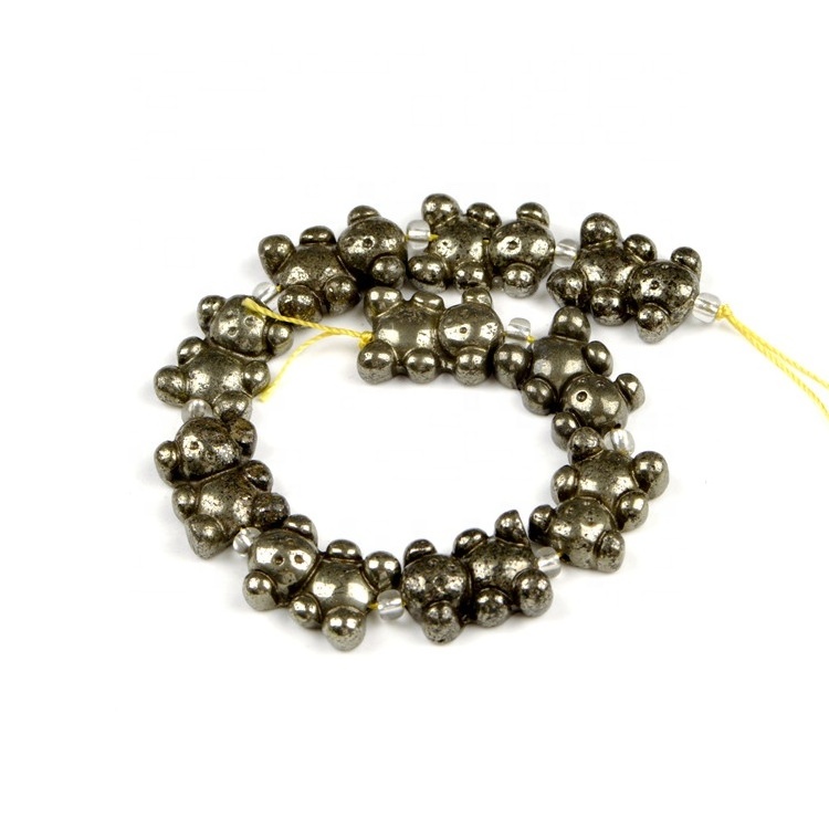 Pyrite Teddy Bear 15*25mm China Manufactured Miyuki High Quality Carving Pyrite Natural Stone Semi-Precious Gemstone Loose Beads