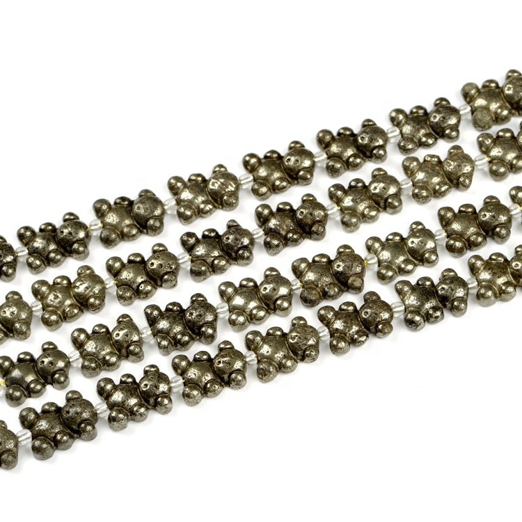 Pyrite Teddy Bear 15*25mm China Manufactured Miyuki High Quality Carving Pyrite Natural Stone Semi-Precious Gemstone Loose Beads