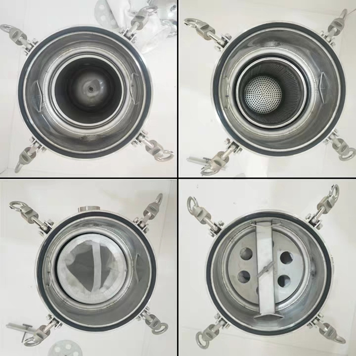 Wound SS 304 / 316  industrial high flow cartridge stainless steel water bag filter double housing for water treatment