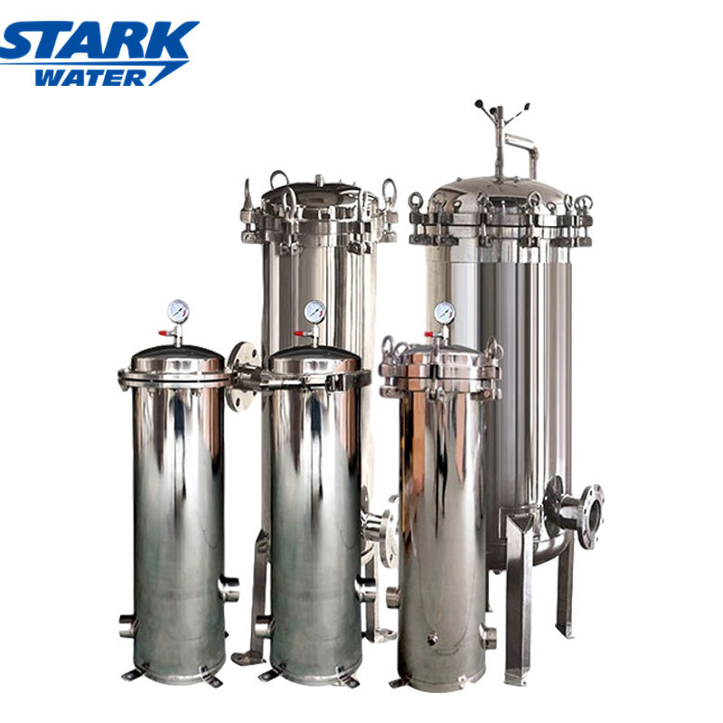 Wound SS 304 / 316  industrial high flow cartridge stainless steel water bag filter double housing for water treatment