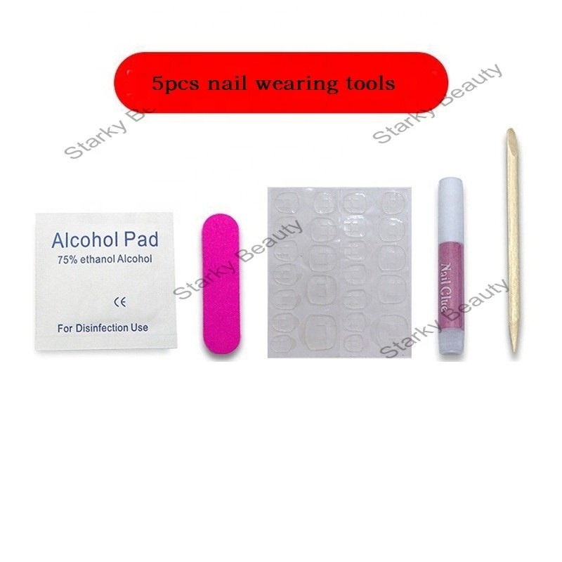 Professional wearing nail Kit In Stock False Nail Tools nail file, nail glue remover, wood stick for Long-Lasting nail tips