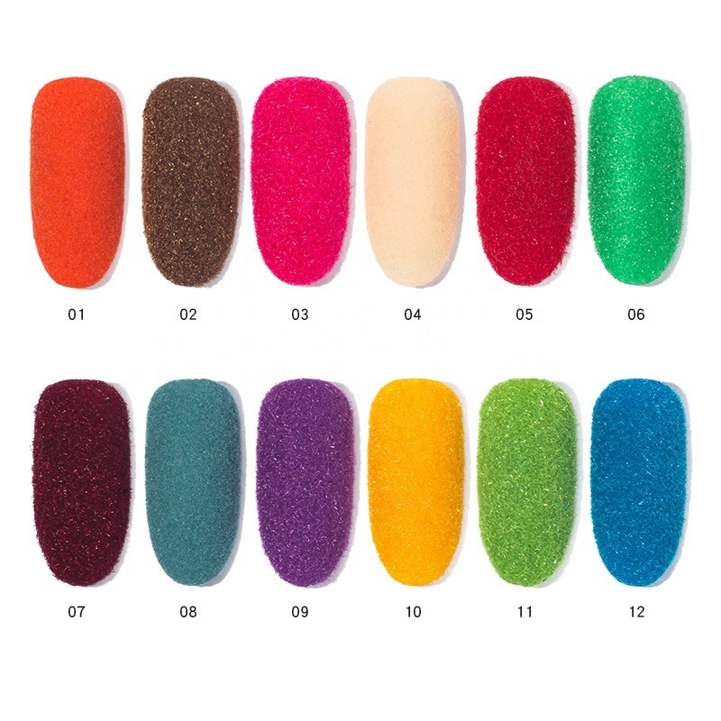 Fashion Tips Fuzzy Flocking Velvet nail art glitter carving powder/colourful flocking powder