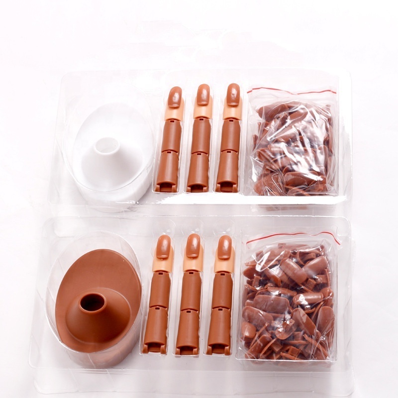 Practice Manicure Finger False Nails Practice Finger Model for Acrylic Gel Nail Art Training Display set