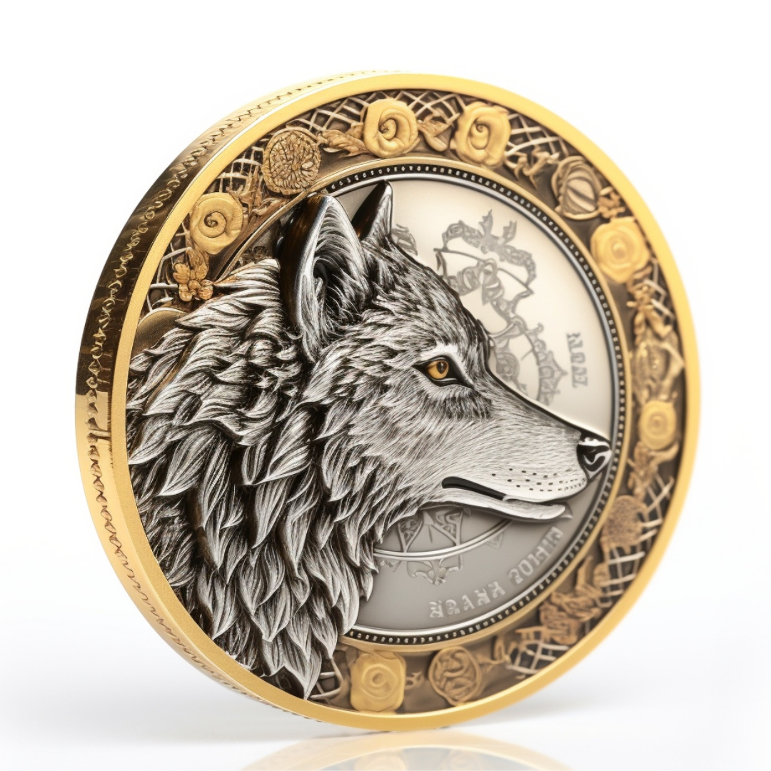 Manufacturers Custom Metal Plated Gold Silver Brass Copper Animal Coin Wolf Tigger Coins