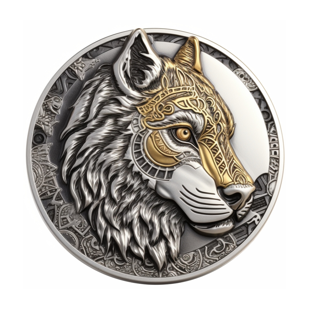 Manufacturers Custom Metal Plated Gold Silver Brass Copper Animal Coin Wolf Tigger Coins