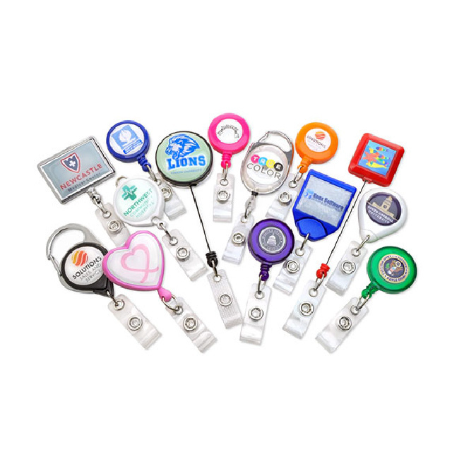 Retractable extendable id card name badge holder pin clip