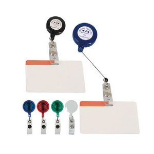 Retractable extendable id card name badge holder pin clip