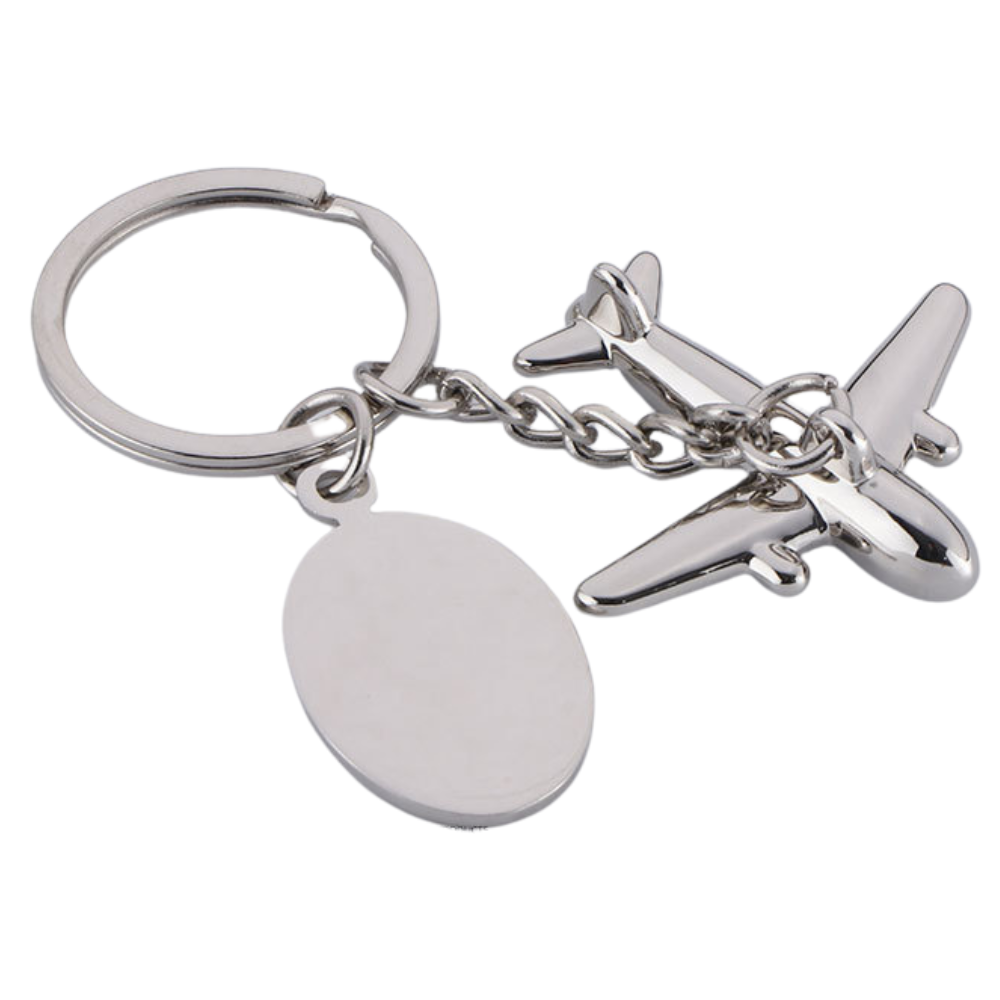 3D black nickel metal airplane keychain