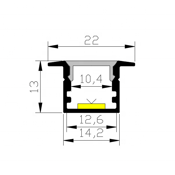 14*13mm led channel led aluminium profile for led strips light in Foshan