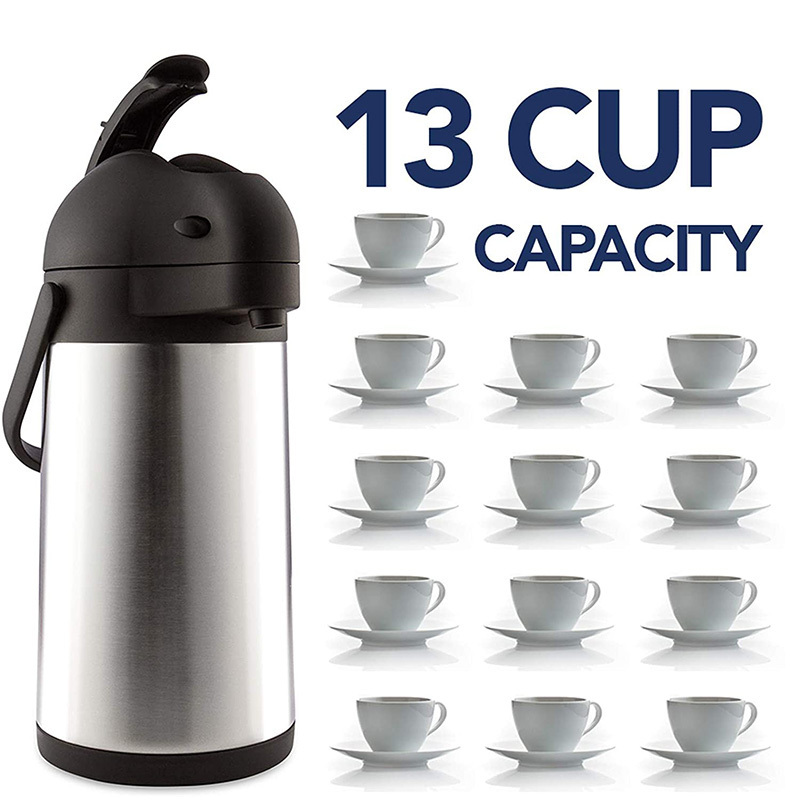 Various Capacities Available Coffee Airpot 1.9L 2.2L 2.5L 3.0L Stainless Steel Insulated Flask Thermal Coffee Carafe With Pump