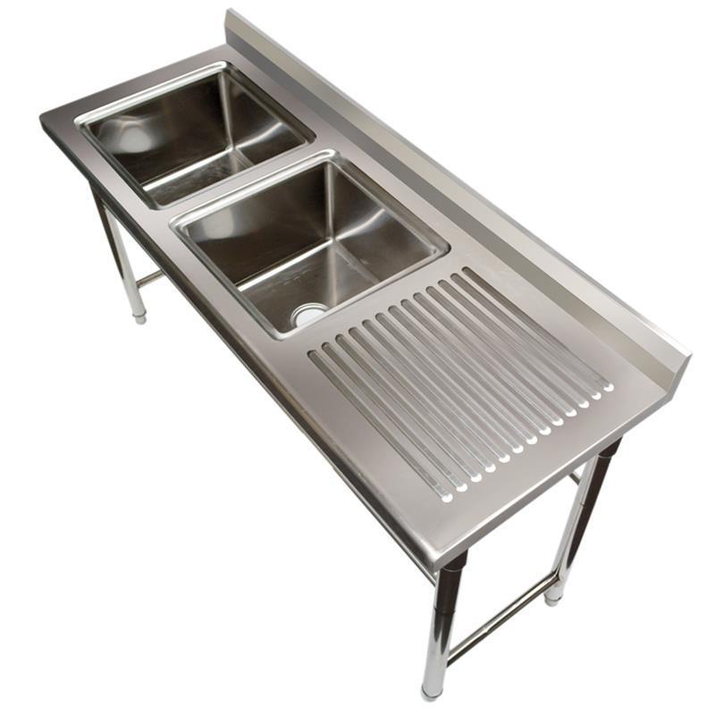 Commercial Kitchen Equipment Double / Triple Bowl Stainless Steel Sink Work Table