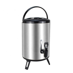 Food Grade Stainless Steel Insulated Beverage Bucket Iced Milk Tea Storage Barrel Drink Dispenser With Thermal Meter