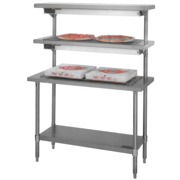 Stainless Steel Commercial Buffet Food Prep Table with Over Shelf Double Decks Restaurant Working Bench with Under Shelf Factory