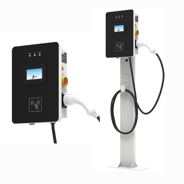 Wallmounted app remote control type2 gbt ev charger 7kw 11kw 22kw 32a electric car charging station with screen display