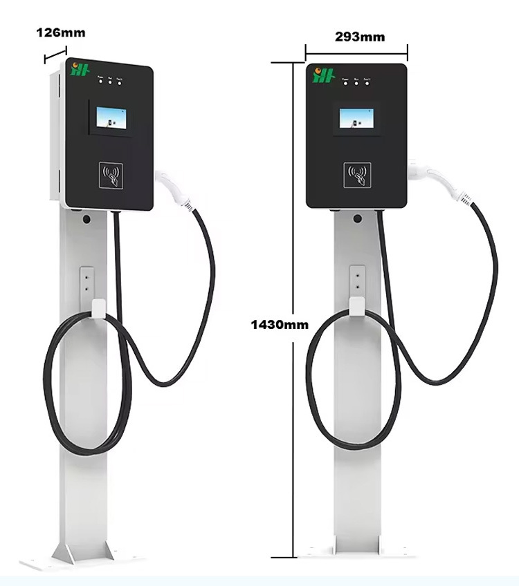 Wallmounted app remote control type2 gbt ev charger 7kw 11kw 22kw 32a electric car charging station with screen display