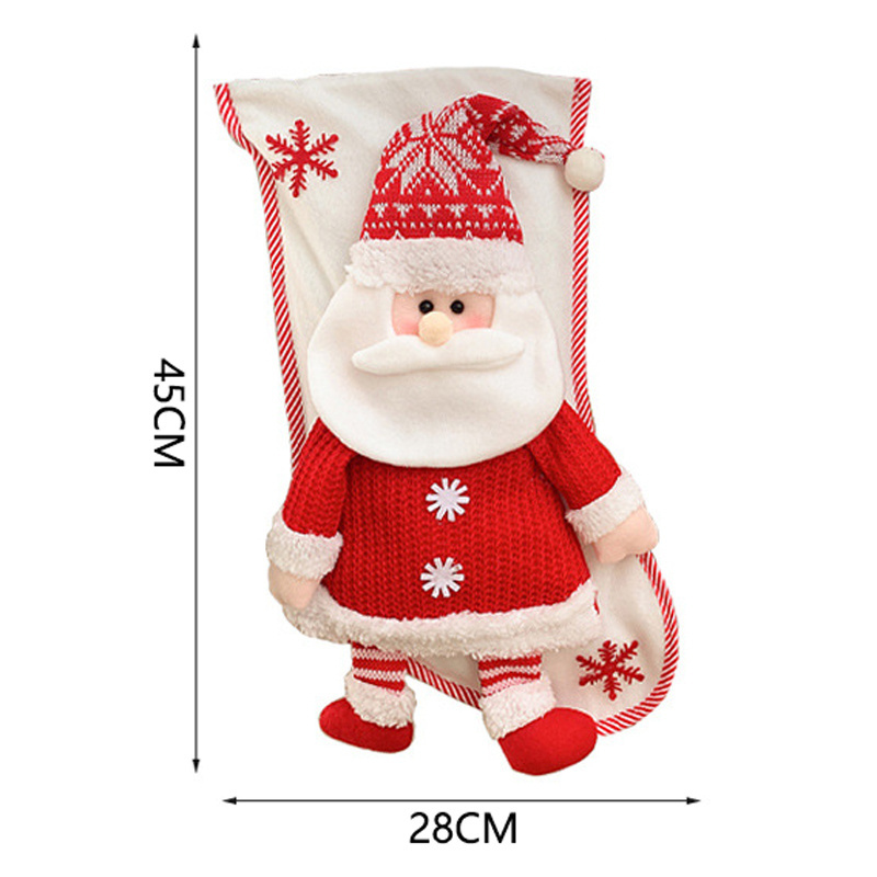 2023 Stocking Santa Claus Socks Candy Bag Decoration for Home Christmas Tree Ornaments Navidad New Year Gift