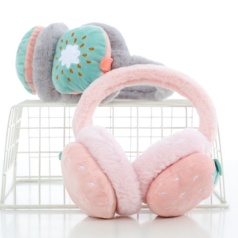 Cute Fruit Fur Earmuffs Kids Muffs Winter Accessories Women Ear Warmer Cover Headphones for Children Cache Oreille Dames