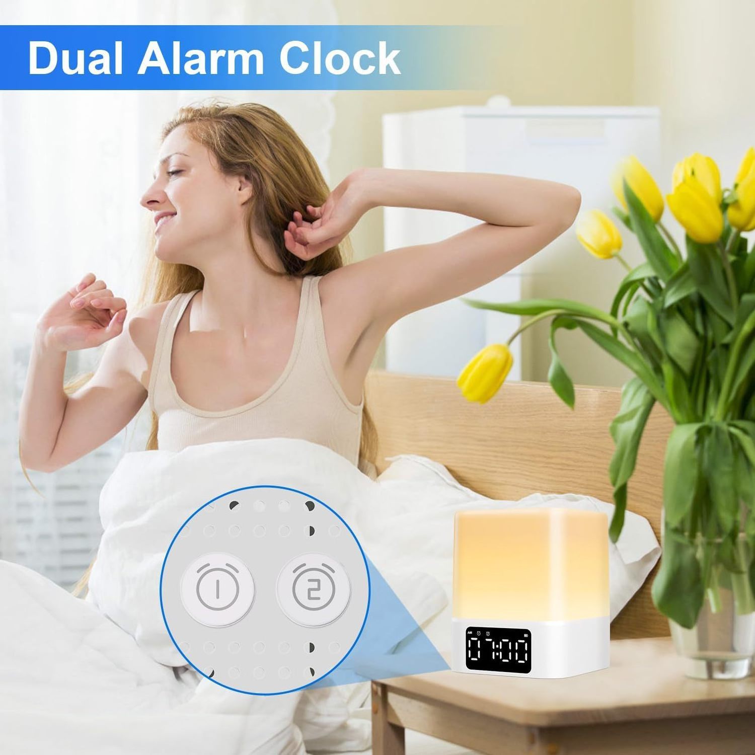 Wireless Blue Tooth Speaker Lamp With Time Alarm Clock Timer Wake-Up Alarm Clock Seven-Color Magic Color