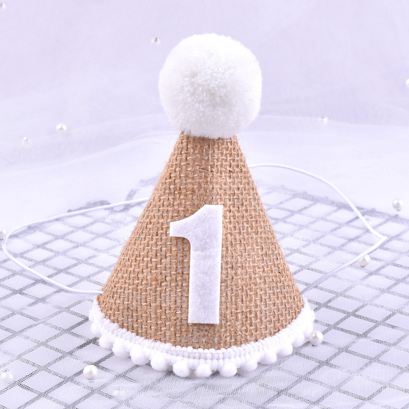 Birthday Hat Wholesale Children's Birthday Party Decoration Baby Mori Linen Birthday Hat Photo Props