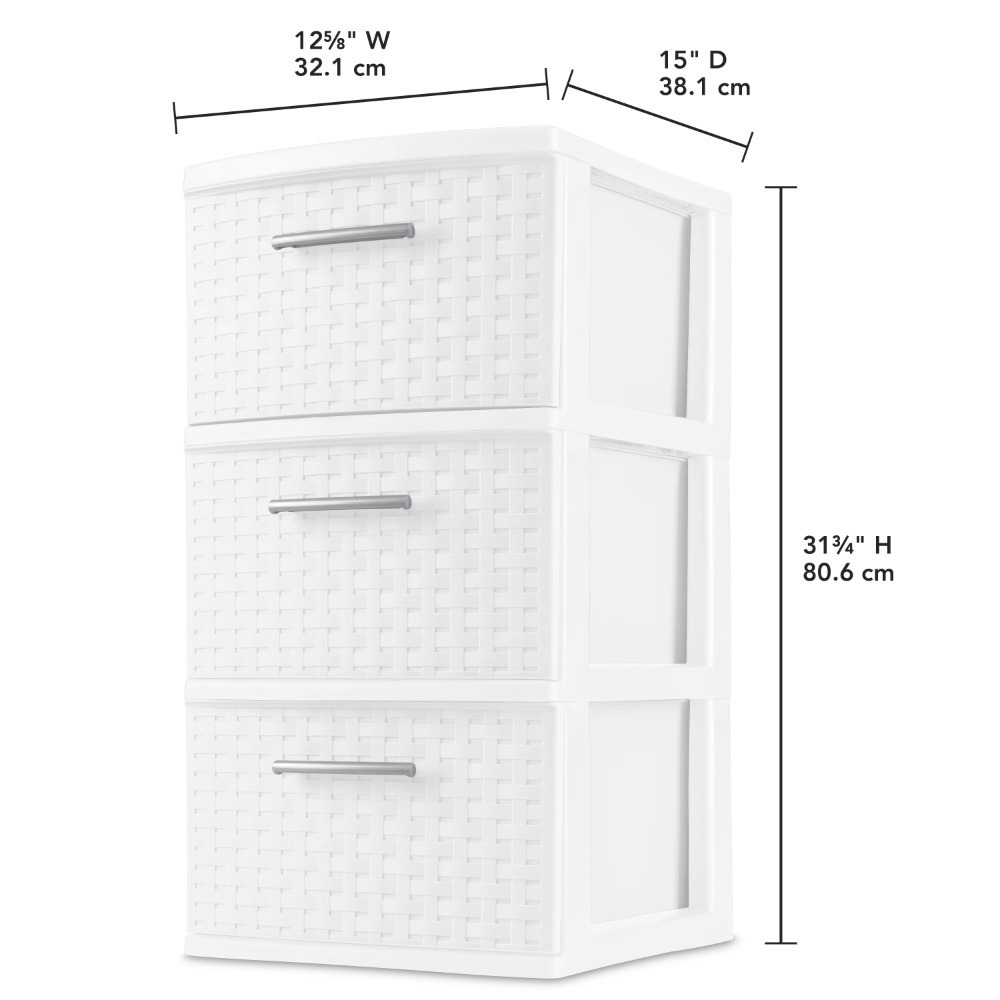 3 Weave Tower, White organizer storage drawers drawer dividers organizers