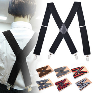 Men Braces Suspenders 5cm Back Heavy Duty Biker Snowboard Trousers Elastic 4 Clips XIN-Shipping