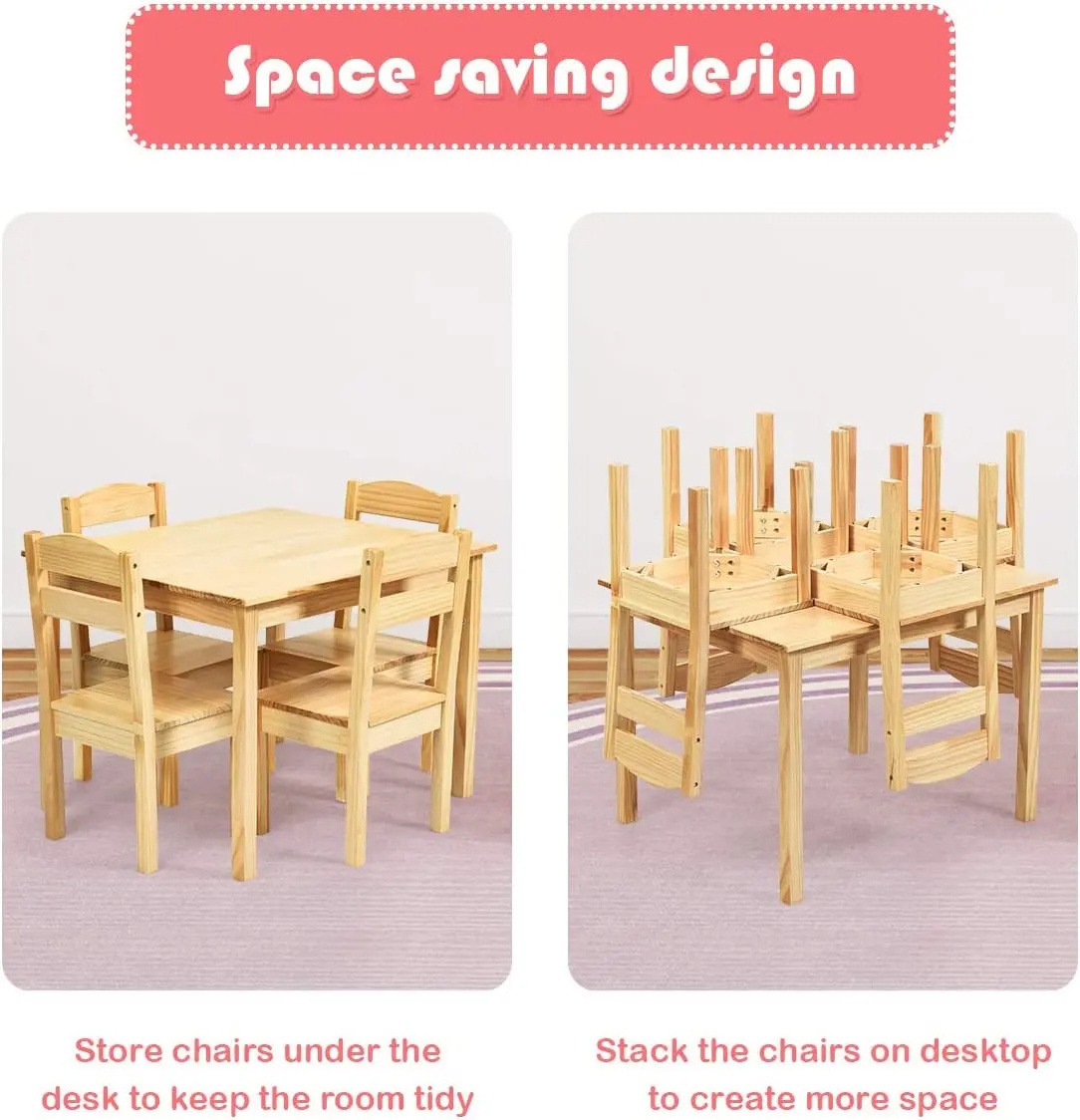 Montessori Table And Chair Set Wooden Study Table Toddler Activity Desk Kids Preschool Furniture